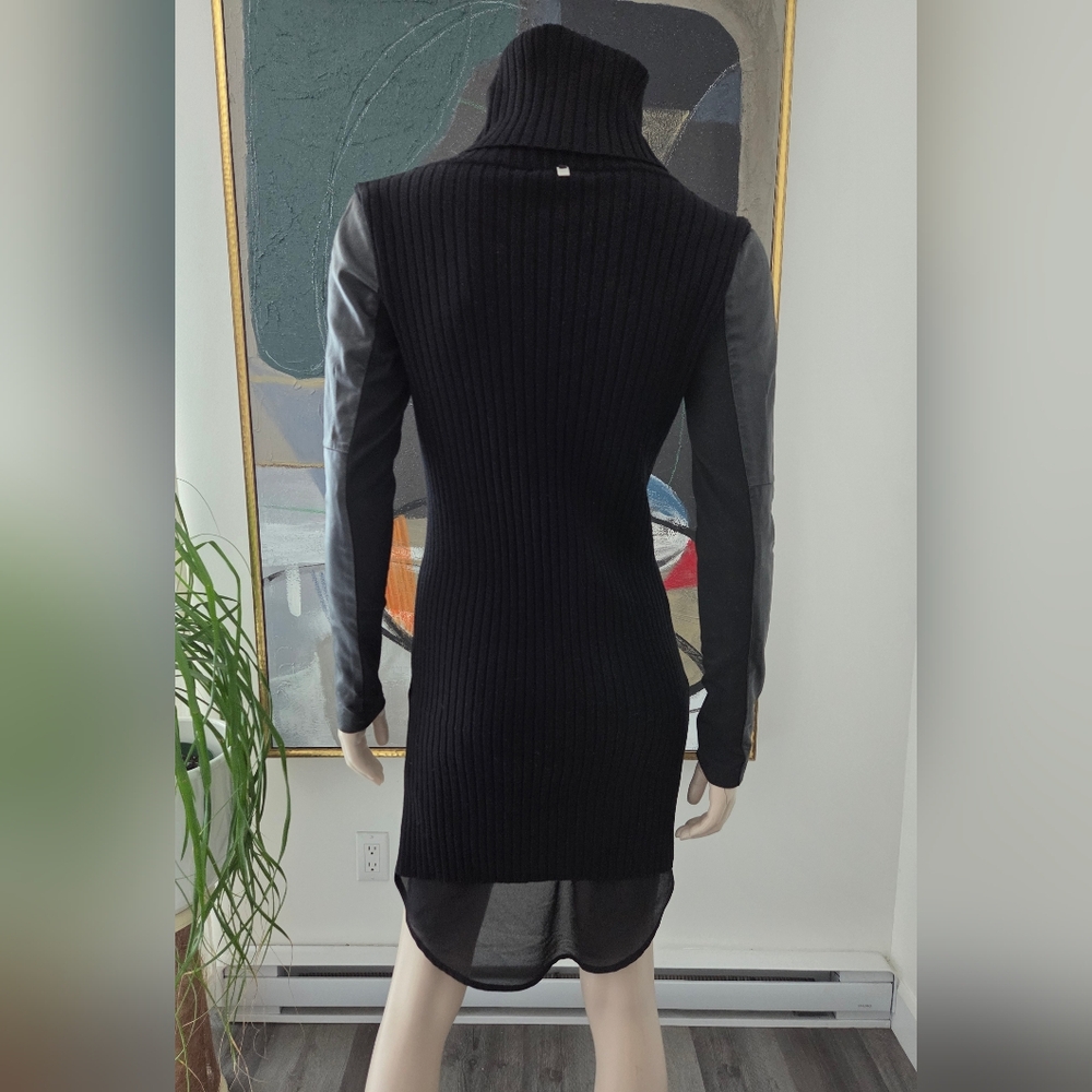 Rudsak | Rib Knit Sweater with Leather and Sheer Details - Picture 4 of 14